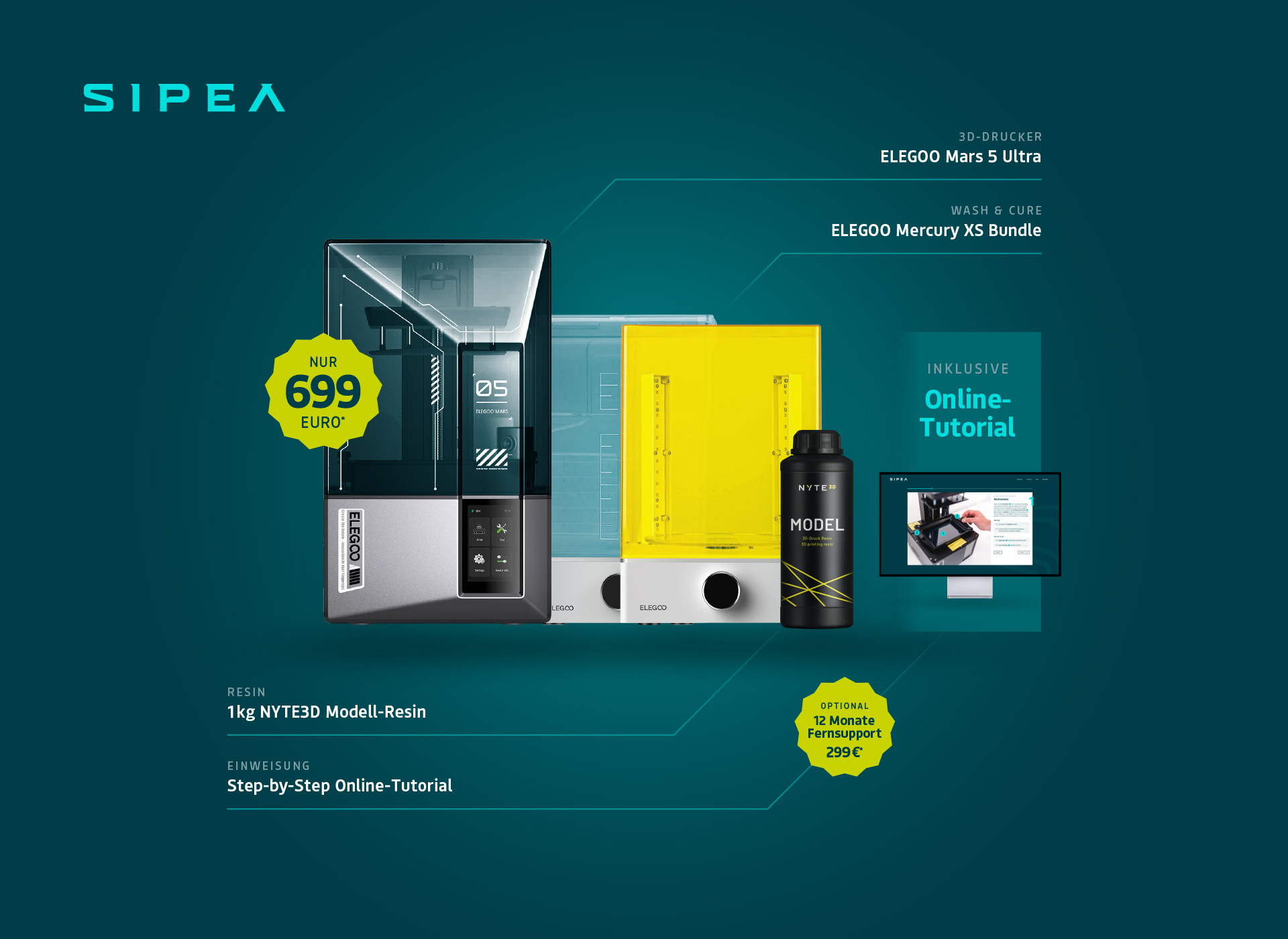 Übersicht Bestandteile 3D-Druck-Set BasicLine